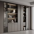 Luxury Modern Side Cabinet With Glass Display Shelves And Built In Ambient LED Lighting