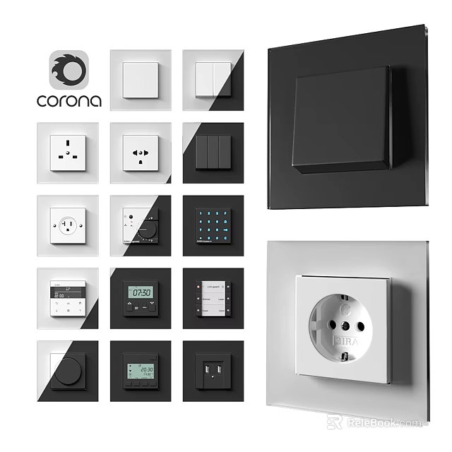 Daily Use Electrical Switches and Sockets with Various Modern Designs for Home 3d model 