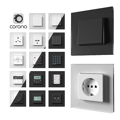 Daily Use Electrical Switches and Sockets with Various Modern Designs for Home 3d model