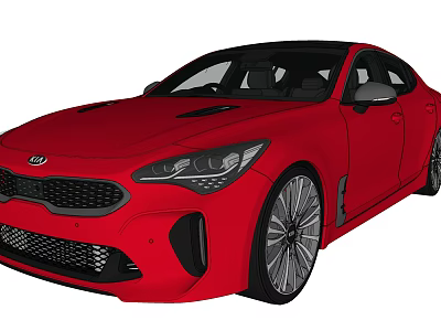 Red Kia Sporty Sedan with Modern Design and Performance Features 3d model