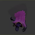 Magical Purple Creature Character Wearing Robe With Red Chest Yellow Trim Design