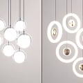 Modern Chandeliers Featuring Transparent Globe And Circular Ring With Gold Accents 3d model