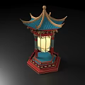 Traditional Ancient Chinese Architecture Style Lantern With Carved Details And Colorful Roof