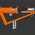 Orange And Black Mechanical Weapon With Launcher Structure And Grip Design