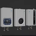 Three White Household Electrical Appliances With Digital Displays Control Panels And Interface Connections