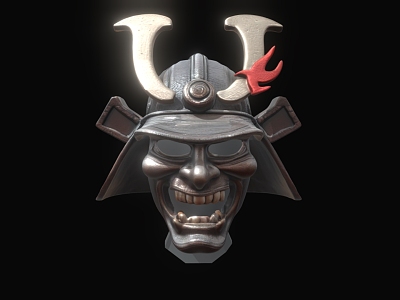 Evil Ghost Mask Samurai Mask Samurai Mask Samurai Helmet Horror Mask Mountain Ghost Mask Low Face Number Low Model Simple Model Game Movie Level Super Realistic 3d model