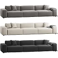 Three Seater Sofa in Neutral Tones with Modern Design and Plush Cushions