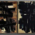 Abstract Black And Dark Tones Two Panel Wall Art For Home Decor