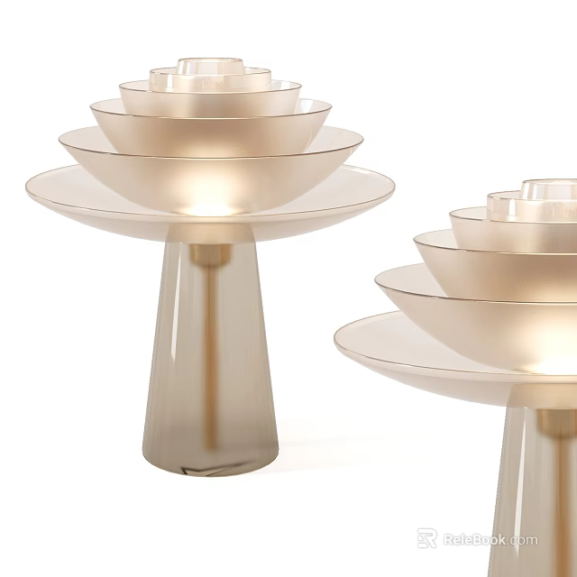 Sleek Modern Table Lamp With Layered Transparent Glass And Illuminated Base Design 3d model