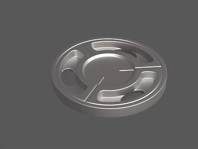 Metal Circular Disc With Symmetric Grooves And Central Circular Structure 3d model