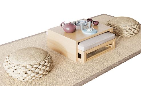 Japanese Tea Table and Chair Tatami Tea Table and Chair 3d model