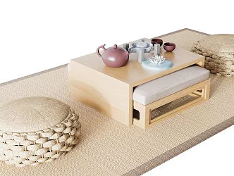 Japanese Tea Table and Chair Tatami Tea Table and Chair 3d model