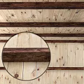 Natural Wooden Ceiling Design With Rustic Beams And Pine Paneling 3d model