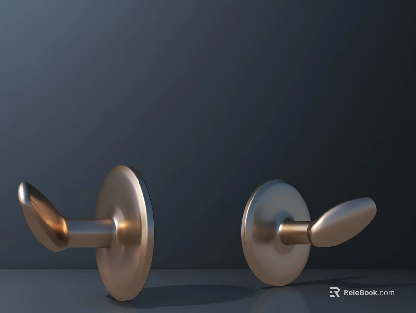 Golden Metal Sculpture Carving With Circular Base And Curved Hook Design 3d model 