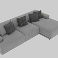 Stylish Light Colored Sectional Sofa With Modern Design And Plaid Cushions 3d model