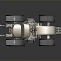 Modern Metallic Tractor Design With Large Tires Driver Cabin And Front Grille