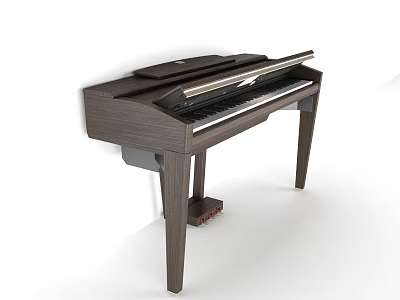 Sleek Modern Digital Piano Design With Wooden Frame Keyboard And Pedals 3d model