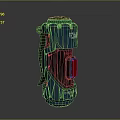 Futuristic Blue Handheld Weapon With Red Component And Tactical Metallic Design
