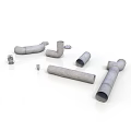 Various Metal Pipe Fittings Including Elbows Straight Tubes Tees And Bolts