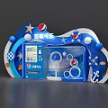 Shopping Mall Lobby Pepsi Cola Blue Display Installation With Stars Anchors And Vending Machine