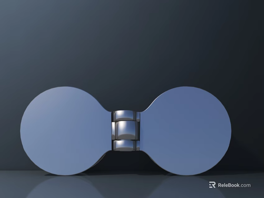Modern Blue Display Shelf With Symmetrical Oval Shapes And Metal Connecting Part 3d model 