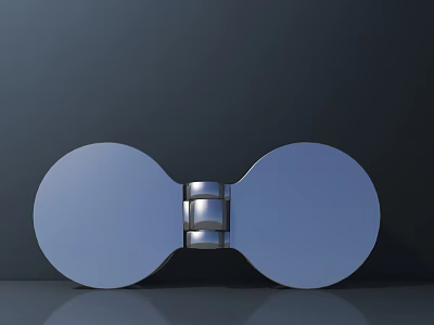 Modern Blue Display Shelf With Symmetrical Oval Shapes And Metal Connecting Part 3d model