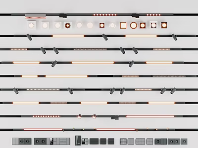 Various Design Downlights And Spotlights With Multiple Colors And Installation Accessories 3d model