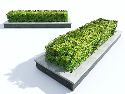 Urban Roadside Facilities With Green Plant Planters On Concrete Bases 3d model