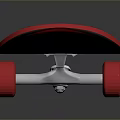 Stylish Blue Skateboard With Red Wheels For Smooth Riding Experience 3d model