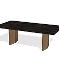 Modern Black Dining Table With Sleek Wooden Top And Metal Legs Design 3d model