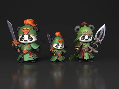 Three Kingdoms Panda General Kung Fu Panda Ninja Guan Yu Panda Cartoon Panda Cartoon Animal Cartoon Material 3d model