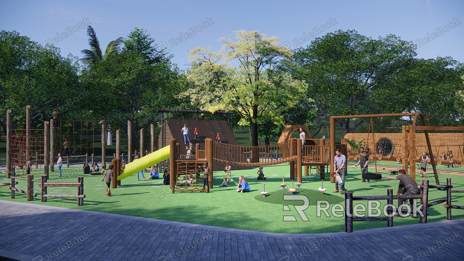 modern children's play area unpowered facilities crawling net forest nature park unpowered equipment bunker park model