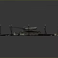 Military Tank 3D Model with Battlefield Obstacles and Rail Tracks
