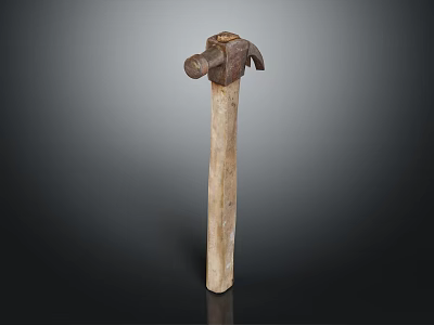 Classic Design Construction Hammer With Sturdy Wooden Handle And Metal Head For DIY Tasks 3d model