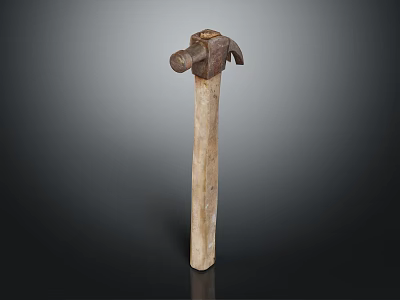 Classic Design Construction Hammer With Sturdy Wooden Handle And Metal Head For DIY Tasks 3d model