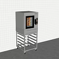 Commercial Stainless Steel Kitchen Oven With Glass Door Baking Trays And Wheeled Stand