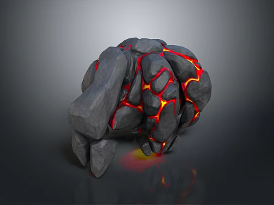 Unique Stone Inspired Home Decorative Accessory With Red Lava Texture And Glowing Effect 3d model