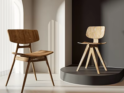 Wooden Leisure Chairs With Two Different Styles In Modern Interior And Natural Light Effects 3d model