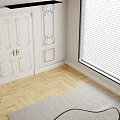 Classical White Double Doors With Carved Details Symmetrical Wall Panels And Light Wooden Flooring