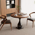 Stylish Dining Area Interior With Round Wooden Table Stylish Chairs Black Cushions Vase And Books