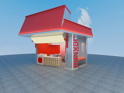 Modern snack bar Chinese restaurant snack bar simple 3d model