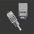 Gray Mechanical Robot Components With Display Screen And Control Panel Buttons