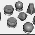 Road Facilities Including Stone Bollards with Spherical Cylindrical Pyramidal and Polyhedral Designs 3d model