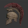 Ancient Greek Bronze Warrior Helmet With Red Plume And Animal Figure