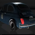 Vintage Blue Classic Small Car With Rally Stickers And Retro Design