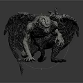 Mythical Monstrous Creature With Large Wings Rough Skin Crouching Posture And Sharp Claws 3d model