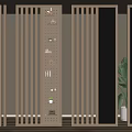 Wooden Room Dividers With Slatted Design Shelves And Potted Plant In Modern Interior