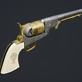 Vintage Revolver Weapons Collection With Wooden Grips And Metal Frames