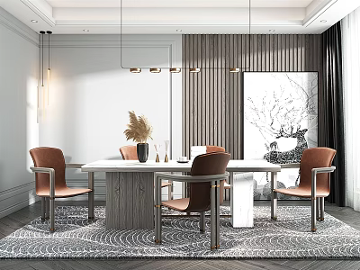Modern dining table chair combination 3d model