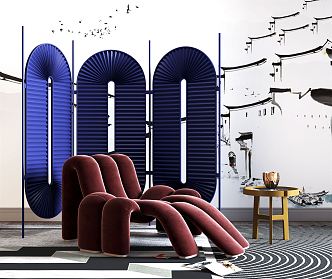 Post-modern recliner spider leisure chair sofa small side screen partition 3d model